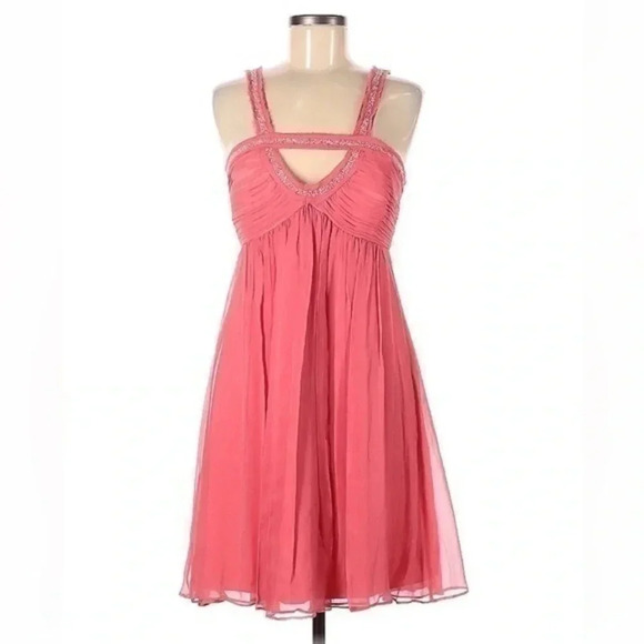 BCBGMAXAZRIA | 100% Silk Pink Chiffon NWOT Formal Sequin Dress Size 8 - Picture 6 of 6